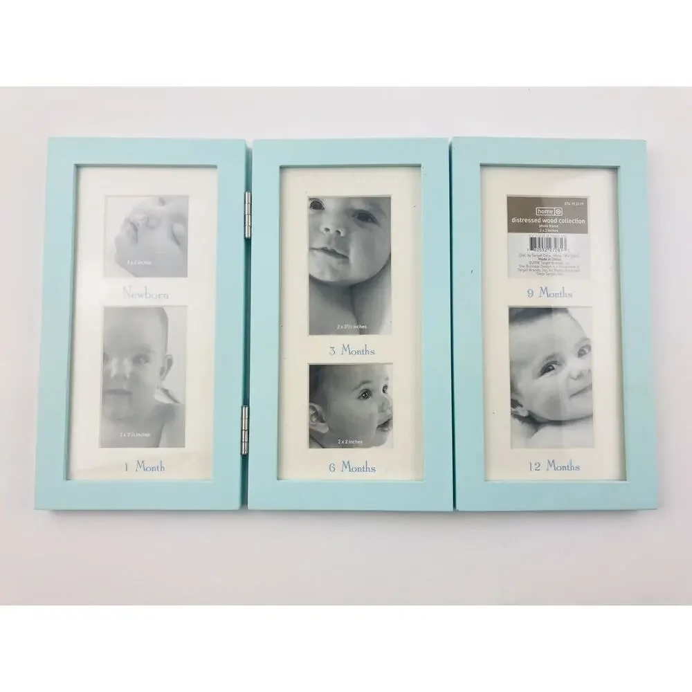Blue Baby First Year Picture Frame Trifold Hinged 6 Photos Months Target Home Ma